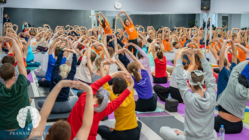 Warming up before yoga practice photo