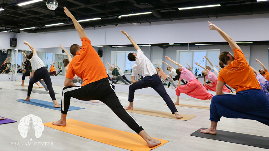 Group yoga practice photo