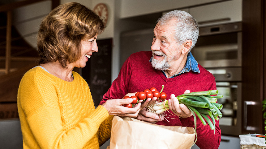 Elderly people and vegetables photo