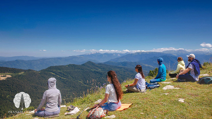 Pranayama in the mountains photo
